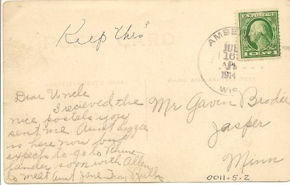 Backside of Postcard